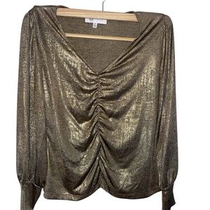 Fever‎ Gold Ruched V-Neck Top size M